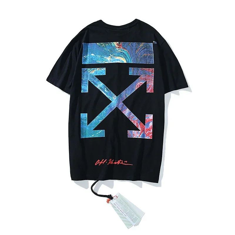 OFF-WHITE T-Shirt with Arrow Graphic & Red Signature