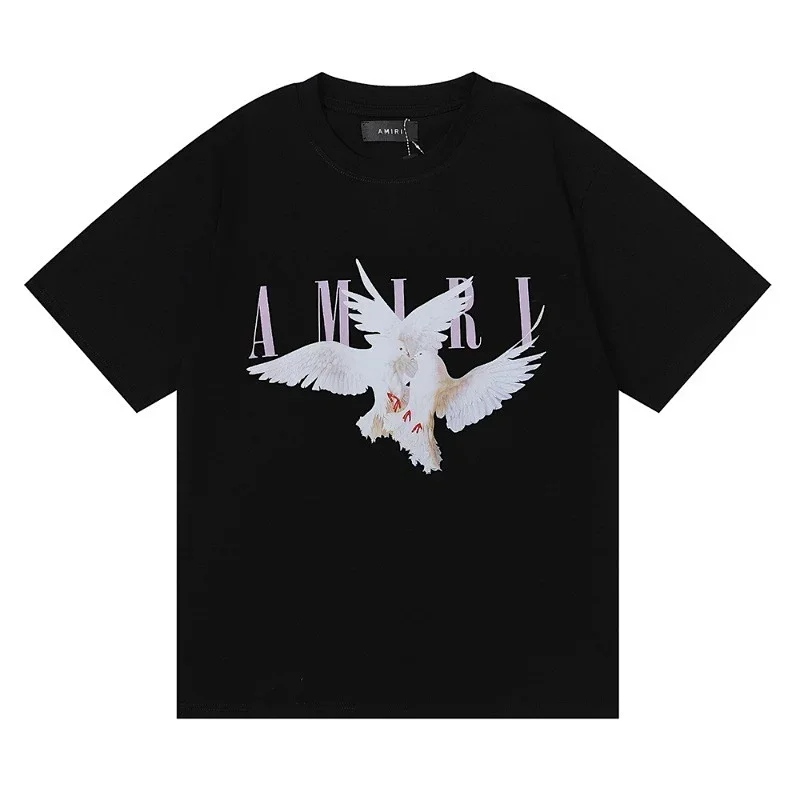 AMIRI Black T-Shirt White Doves Logo