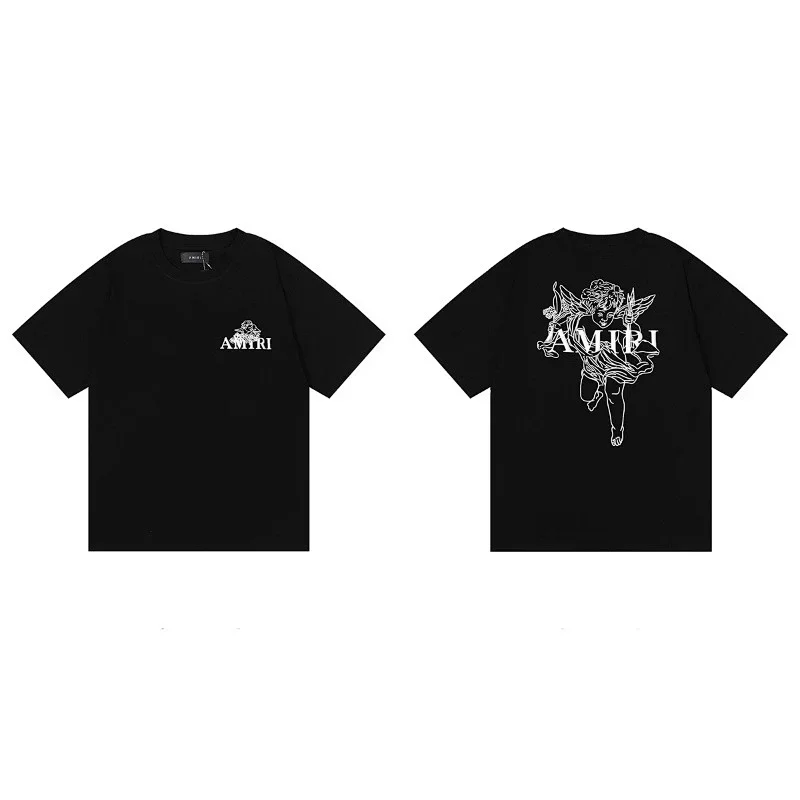 AMIRI Black T-Shirt with Angel Design