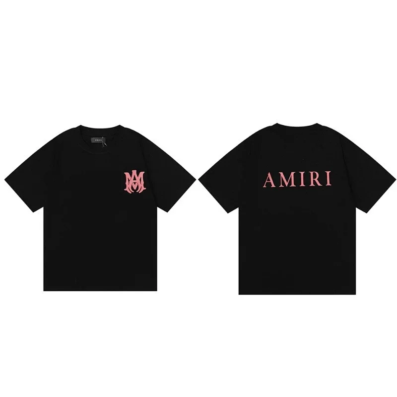 AMIRI Black T-Shirt with Pink Logo