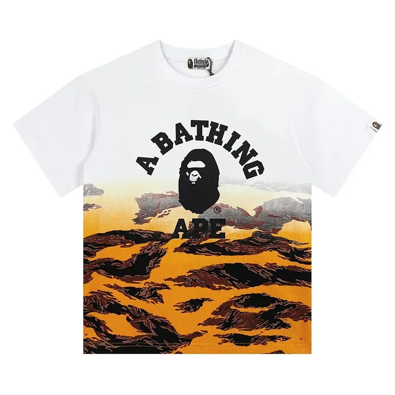 A BATHING APE White Gradient Camo Ape Head T-Shirt