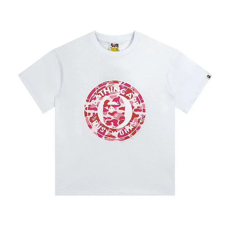 BAPE White T-Shirt Pink Camo Logo