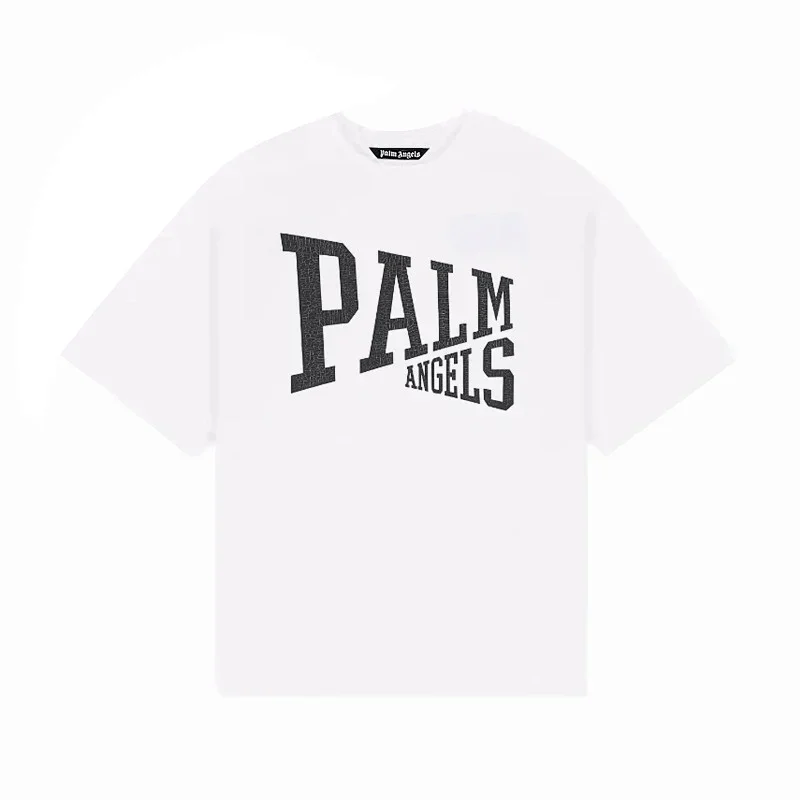 Palm Angels White T-Shirt Black Print