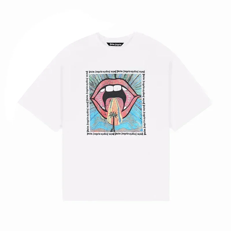 Palm Angels Graphic Lips & Palm Tree T-Shirt