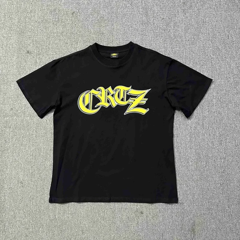 CRTZ Black T-Shirt Yellow Gothic Logo