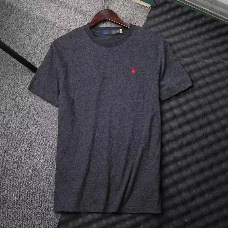 Polo Dark Gray T-Shirt with Red Polo Embroidery